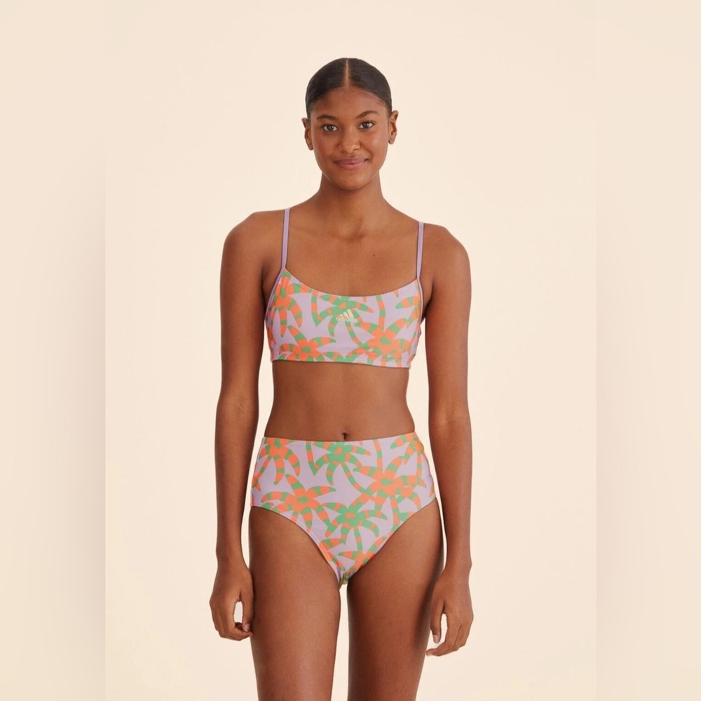 Farm Rio x Adidas Palm Tree High Waist Bikini Bottoms size medium NWT - Picture 2 of 11